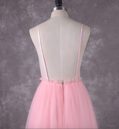 Donna Bridal romantické krajkové květované šaty pro družičku kód 224 - Růžová