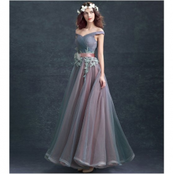 Donna Bridal originální modro-růžové maturitní a stužkovací šaty s 3D kód 232 - Mix barev - stejná jako na fotografii