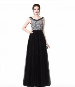Donna Bridal dlouhé elegantní večerní šaty na ples s výstřihem do V kód 236 - Černá