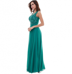 Donna Bridal maturitní šaty na ples s krajkovým zdobeným živůtkem kód 247 - Zelená tmavá