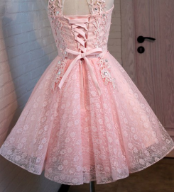 Donna Bridal krajkové koktejlové šaty kód 253 - Růžová