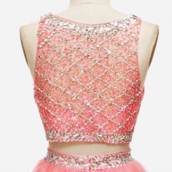 Donna Bridal dvoudílné koktejlové šaty, živůtek s pajetkami a korálky kód 281 - Korálová