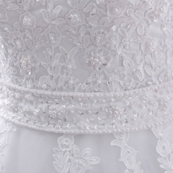 Donna Bridal luxury lace wedding dress with pearls, long sleeves and train + FREE Petticoat code 92 - Bílá