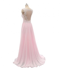 Donna Bridal šaty na ples s průsvitnými krajkovými zády kod 339 - Růžová