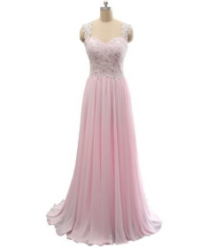 Donna Bridal šaty na ples s průsvitnými krajkovými zády kod 339 - Růžová