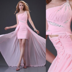 Donna Bridal plisované koktejlové šaty s vlečkou Růžová Velikost 34 kód 244