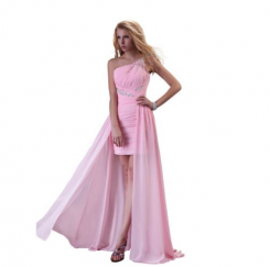 Donna Bridal plisované koktejlové šaty s vlečkou kód 244 - Růžová