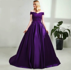 Donna Bridal luxusní společenské a večerní šaty + SPODNICE ZDARMA kod 348 - Fialová