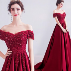 Donna Bridal luxusní společenské a večerní šaty + SPODNICE ZDARMA kod 348 - Červená tmavá