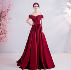 Donna Bridal luxusní společenské a večerní šaty + SPODNICE ZDARMA kod 348 - Červená tmavá