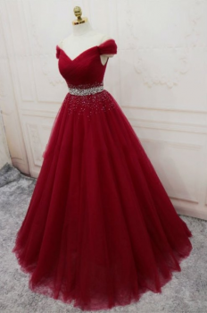 Donna Bridal krásné plesové a společenské šaty s kamínky na sukni + SPODNICE ZDARMA kod 349 - Červená tmavá