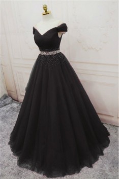 Donna Bridal krásné plesové a společenské šaty s kamínky na sukni + SPODNICE ZDARMA kod 349 - Černá