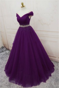 Donna Bridal krásné plesové a společenské šaty s kamínky na sukni + SPODNICE ZDARMA kod 349 - Fialová