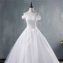 Donna Bridal vitage svatební šaty se spadlými rukávy a krajkovým živůtkem kód 397 - Bílá