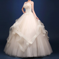 Donna Bridal svatební krásné šaty s bohatou sukní kód 409 - Šampaň