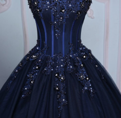 Donna Bridal princeznovské plesové šaty s korzetovým živůtkem + SPODNICE ZDARMA kód 425 - Modrá námořnická