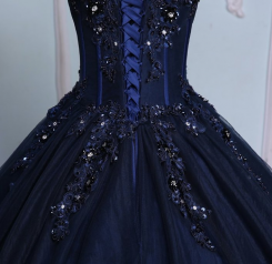 Donna Bridal princeznovské plesové šaty s korzetovým živůtkem + SPODNICE ZDARMA kód 425 - Modrá námořnická