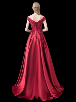 Donna Bridal korzetové šaty s odhalenými rameny + SPODNICE ZDARMA kód 369 - Červená